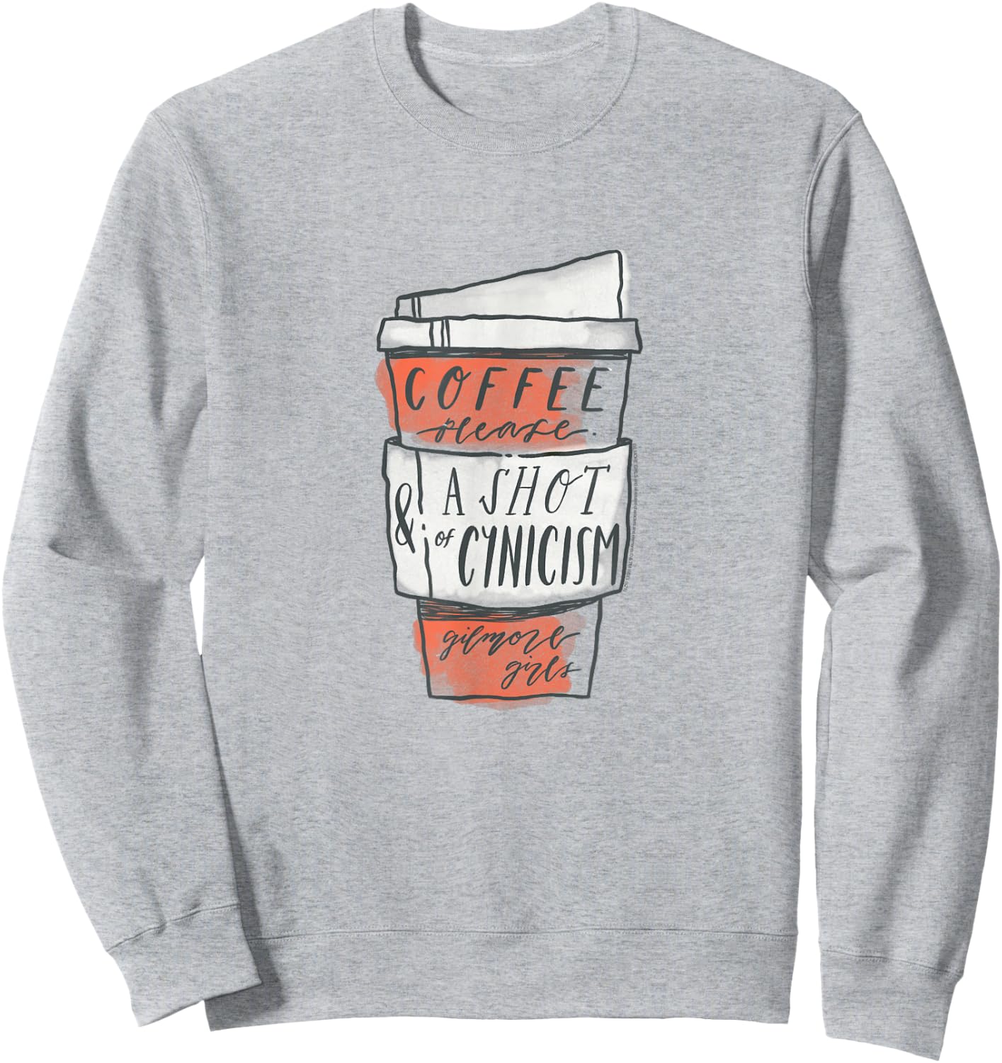 Gilmore Girls Coffee & A Shot of Cynicism Watercolor TV Show Sweatshirt - Sweatshirt | Ash