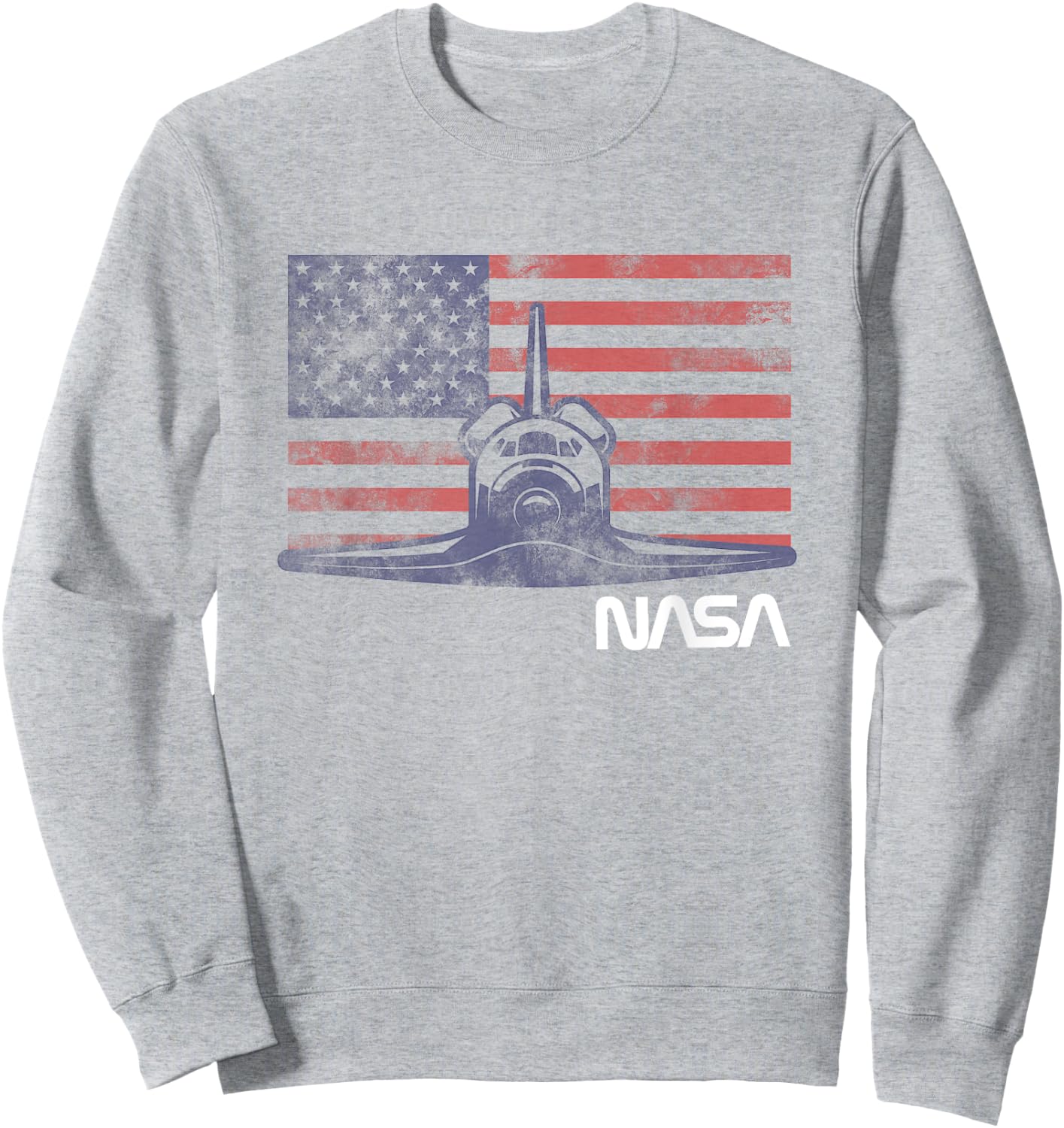 NASA Americana Space Shuttle Vintage US Retro Flag Poster Sweatshirt - Sweatshirt | Ash