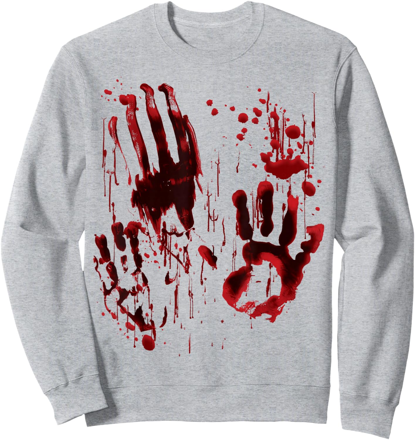 Blood Splatter Blood Stained Bloody Hand Print Zombie Horror Sweatshirt - Sweatshirt | Ash