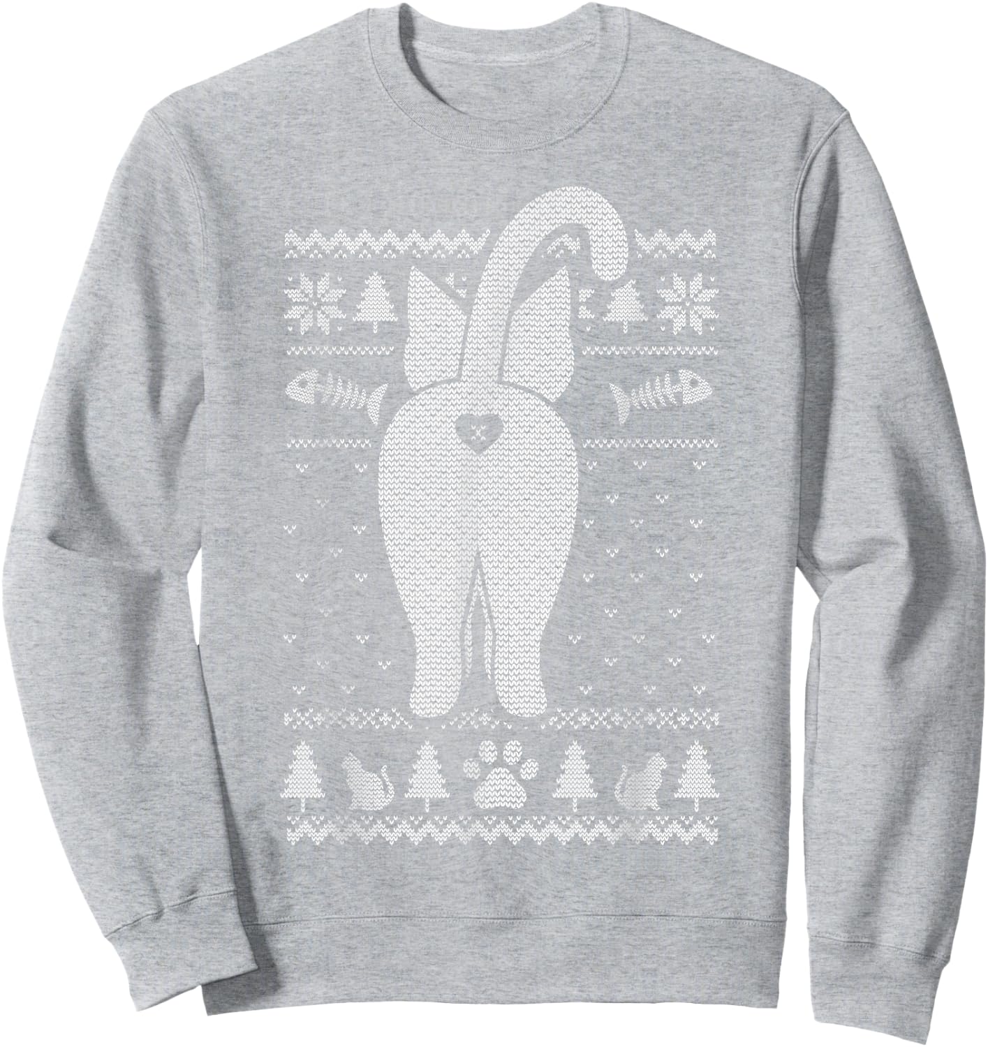 Family Matching Christmas Pajama Funny Cat Ugly Christmas Men Women Sweatshirt - Sweatshirt | Ash