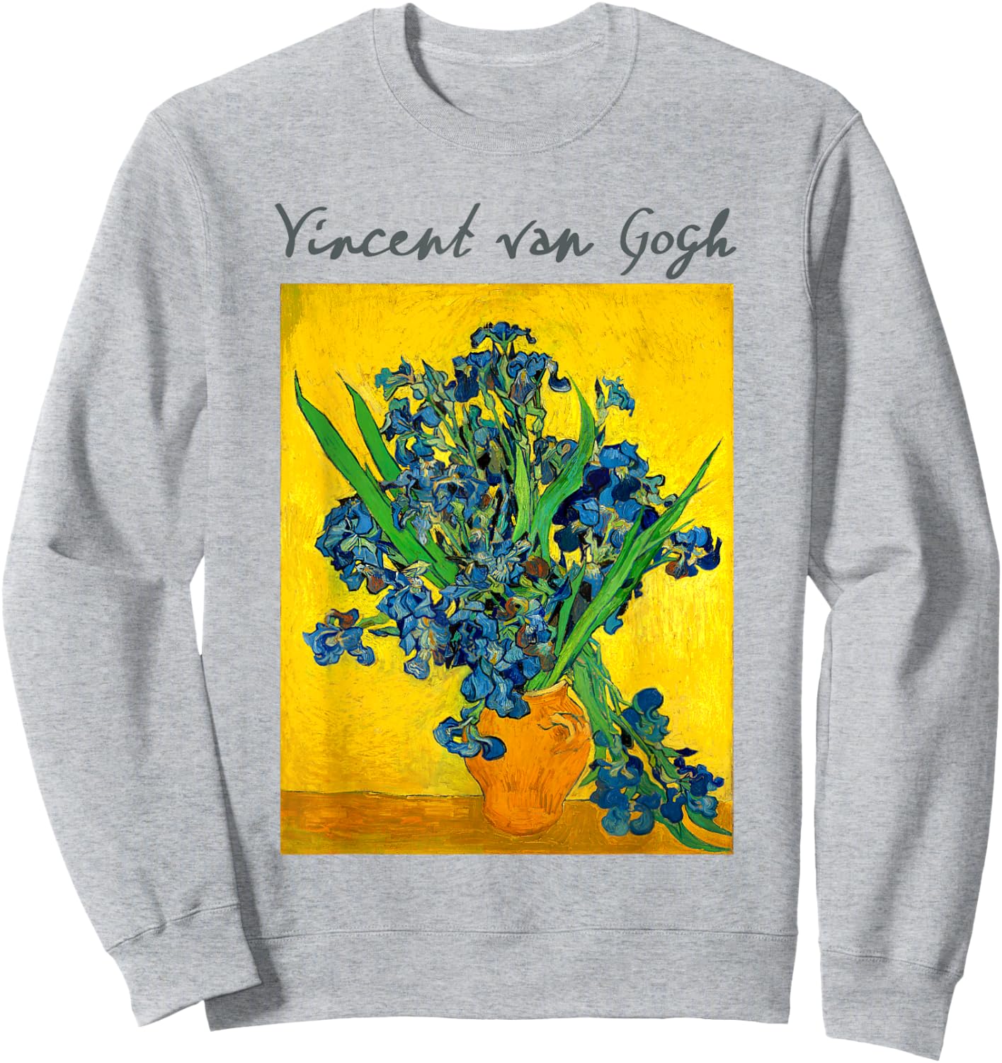Famous Art Irises Painting Artist Van Gogh Sweatshirt - Sweatshirt | Ash