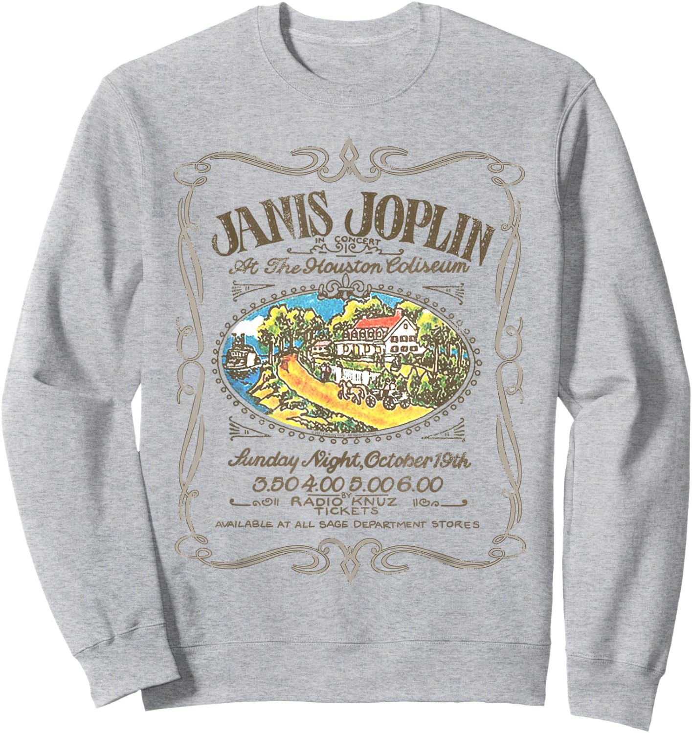 Janis Joplin Houston Handbill Sweatshirt - Sweatshirt | Ash