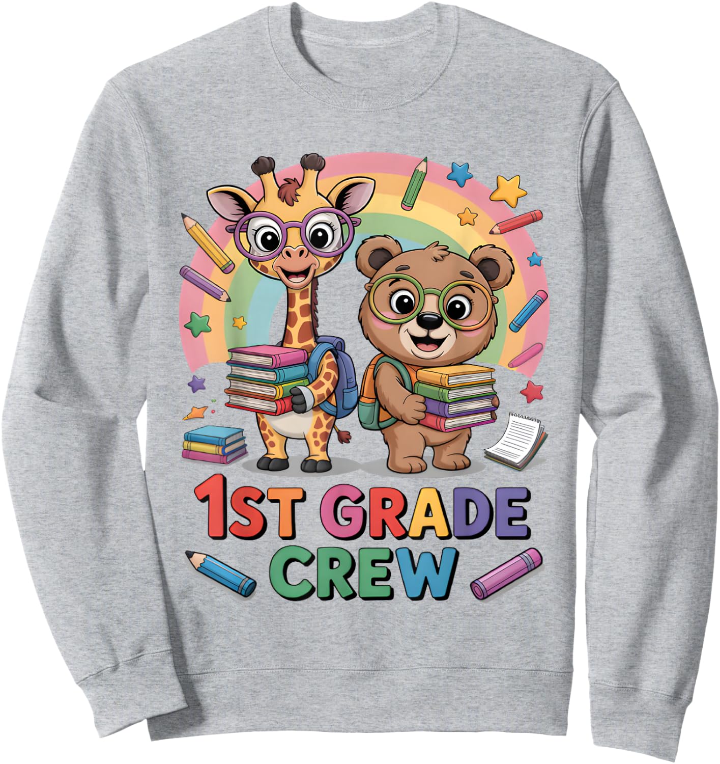 1st Grade Crew Shirt Boys Girls First Day Of School Teacher Sweatshirt - Sweatshirt | Ash