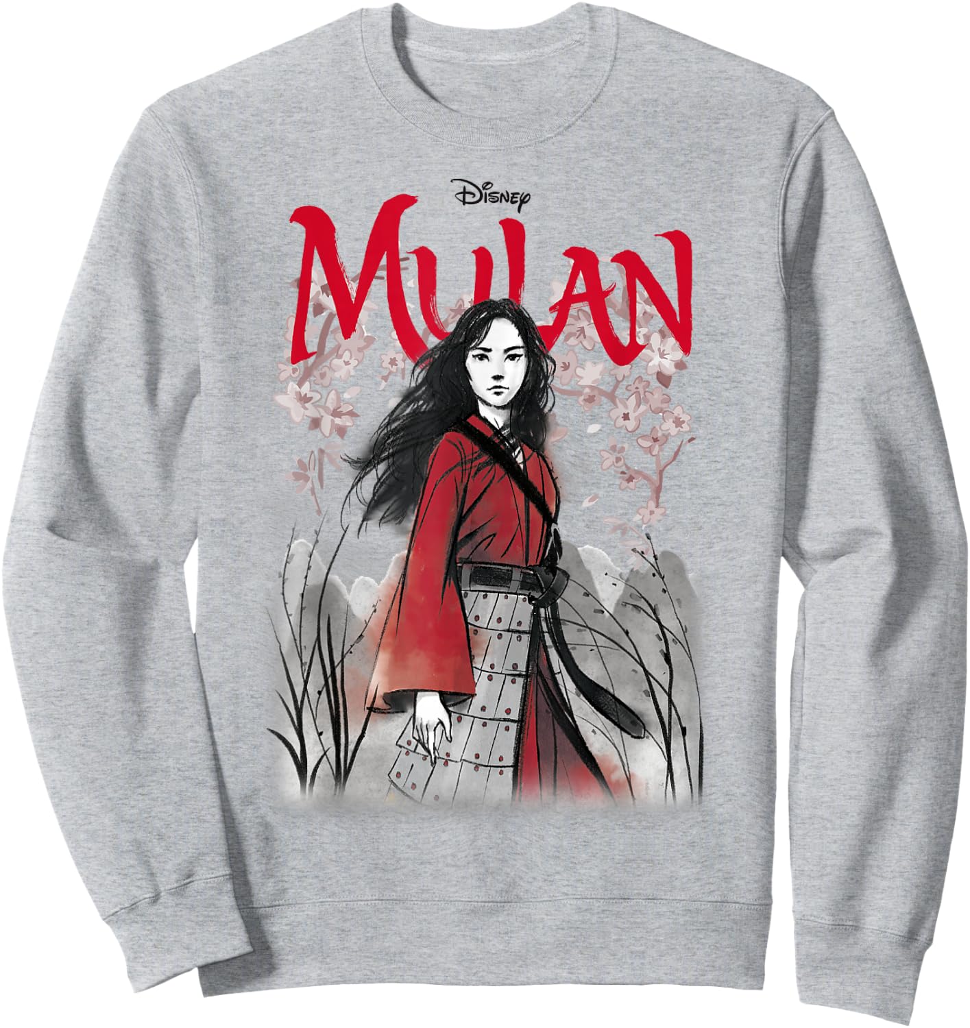 Disney Mulan Live Action Mulan Floral Watercolor Logo Sweatshirt - Sweatshirt | Ash