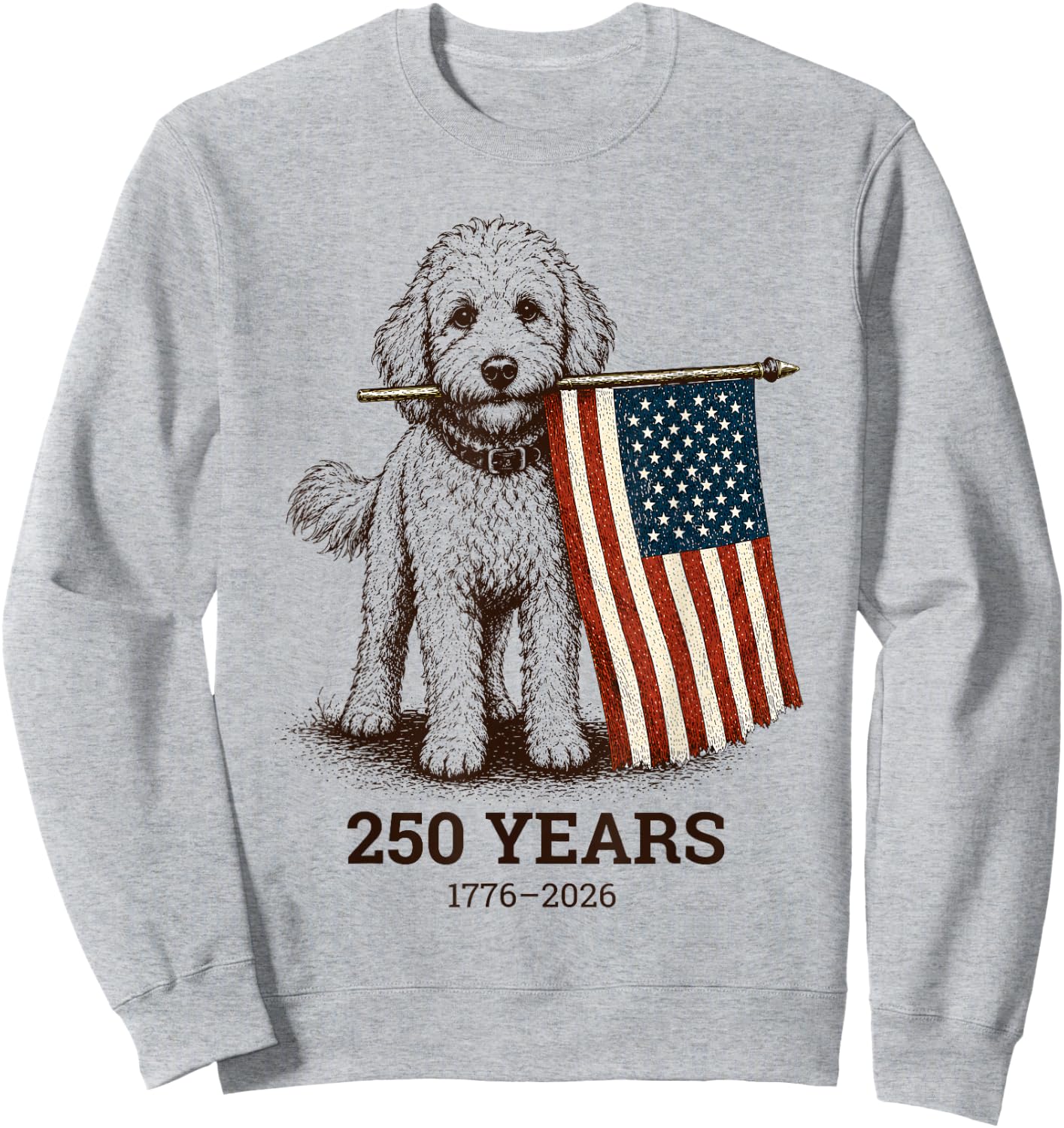 Vintage Goldendoodle Patriotic Dog 250 Years 1776 2026 Sweatshirt - Sweatshirt | Ash