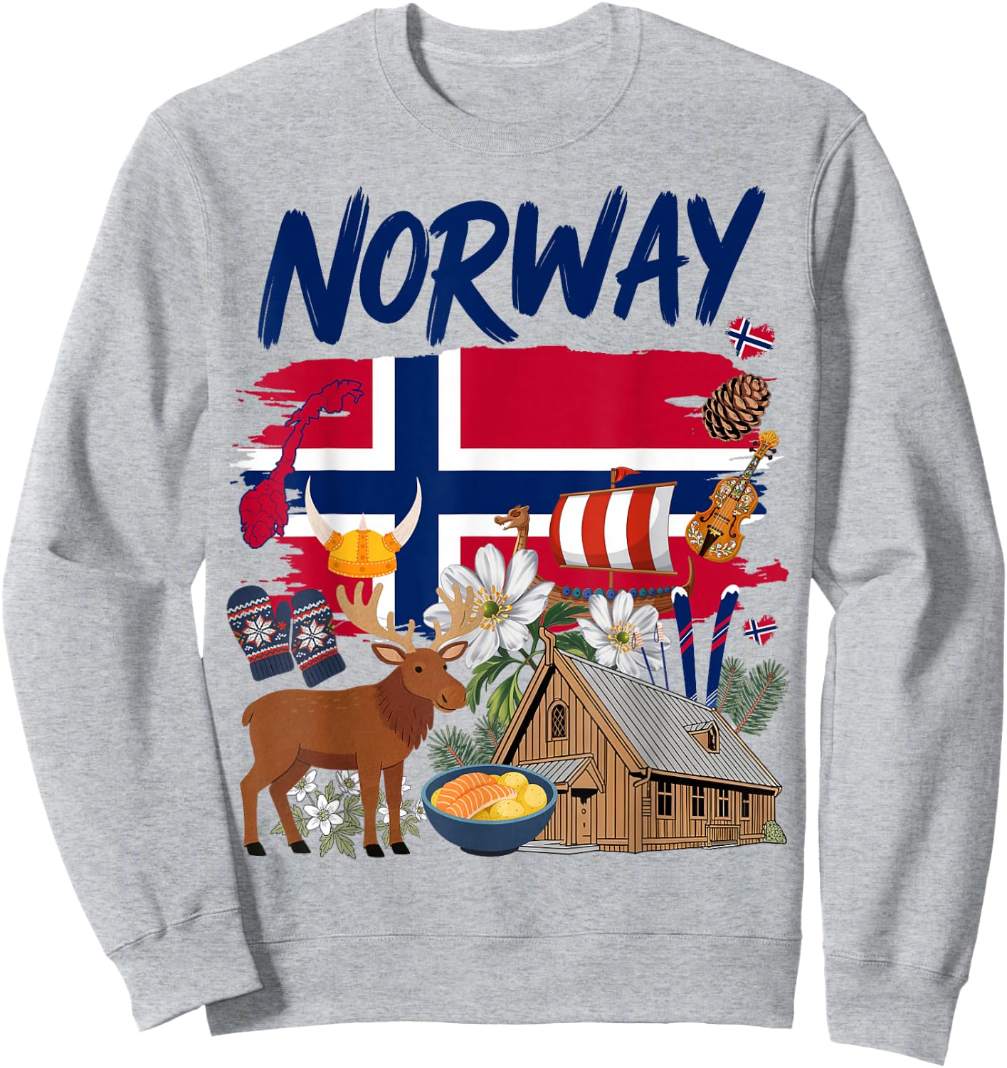 Norwegian Flag Costume Outfit Idea for Kids & Norway Themed Sweatshirt - Sweatshirt | Ash
