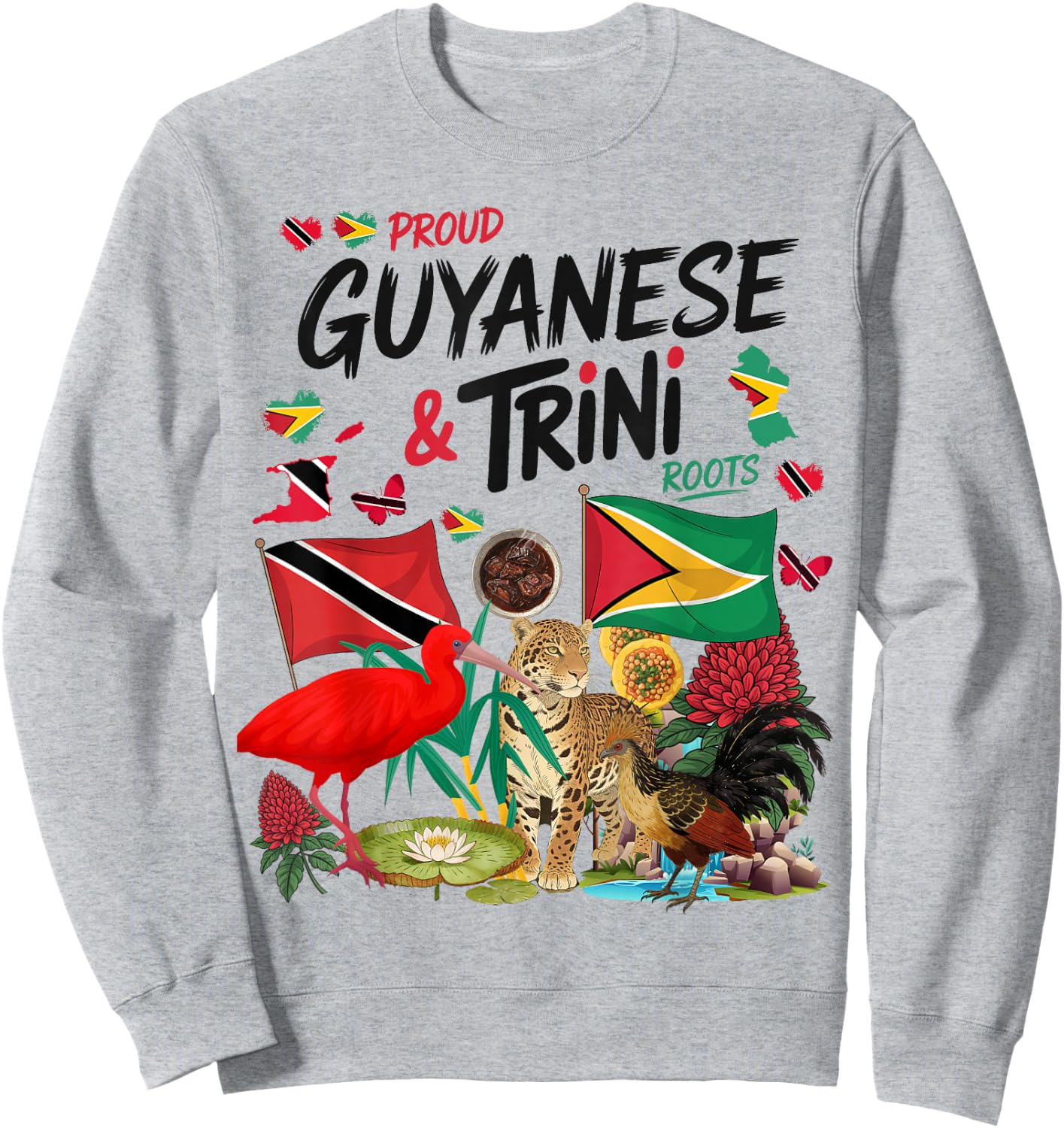 Trinidad & Guyana Flag Outfit Idea for Kids Guyanese Roots Sweatshirt - Sweatshirt | Ash