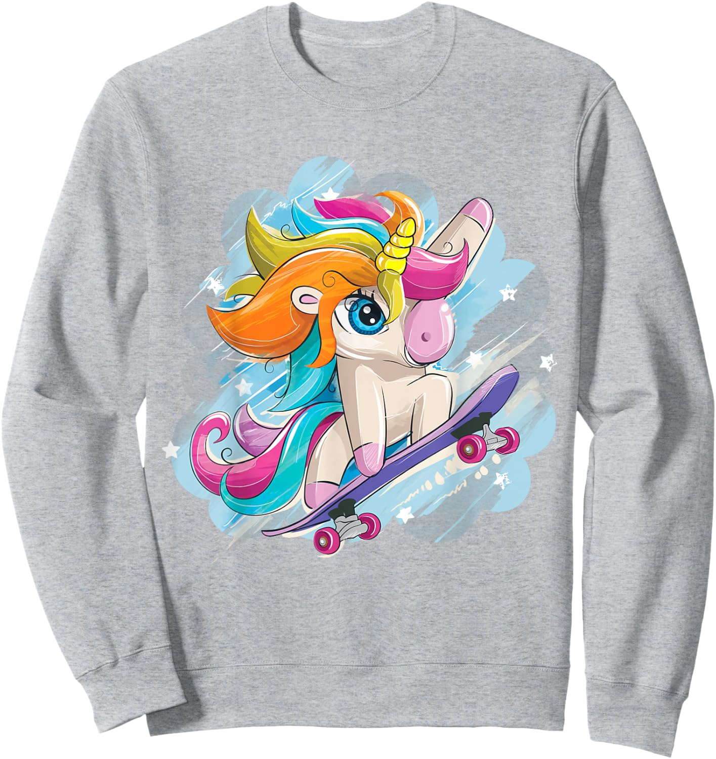 Unicorn Skateboarding Shirt Girls Women Skateboarding Sweatshirt - Sweatshirt | Ash