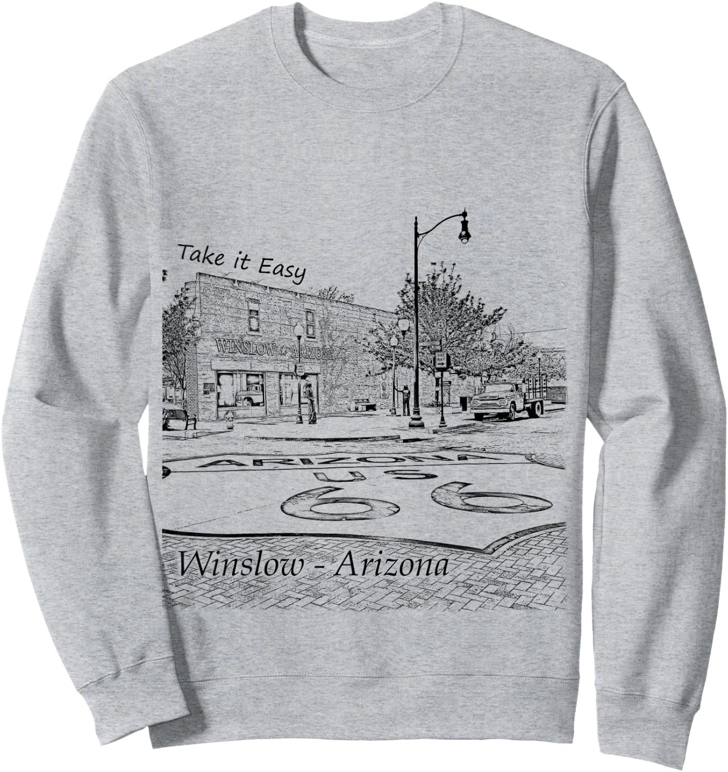 Winslow Arizona AZ US 66 take it Easy est. 1926 Mother Road Sweatshirt - Sweatshirt | Ash