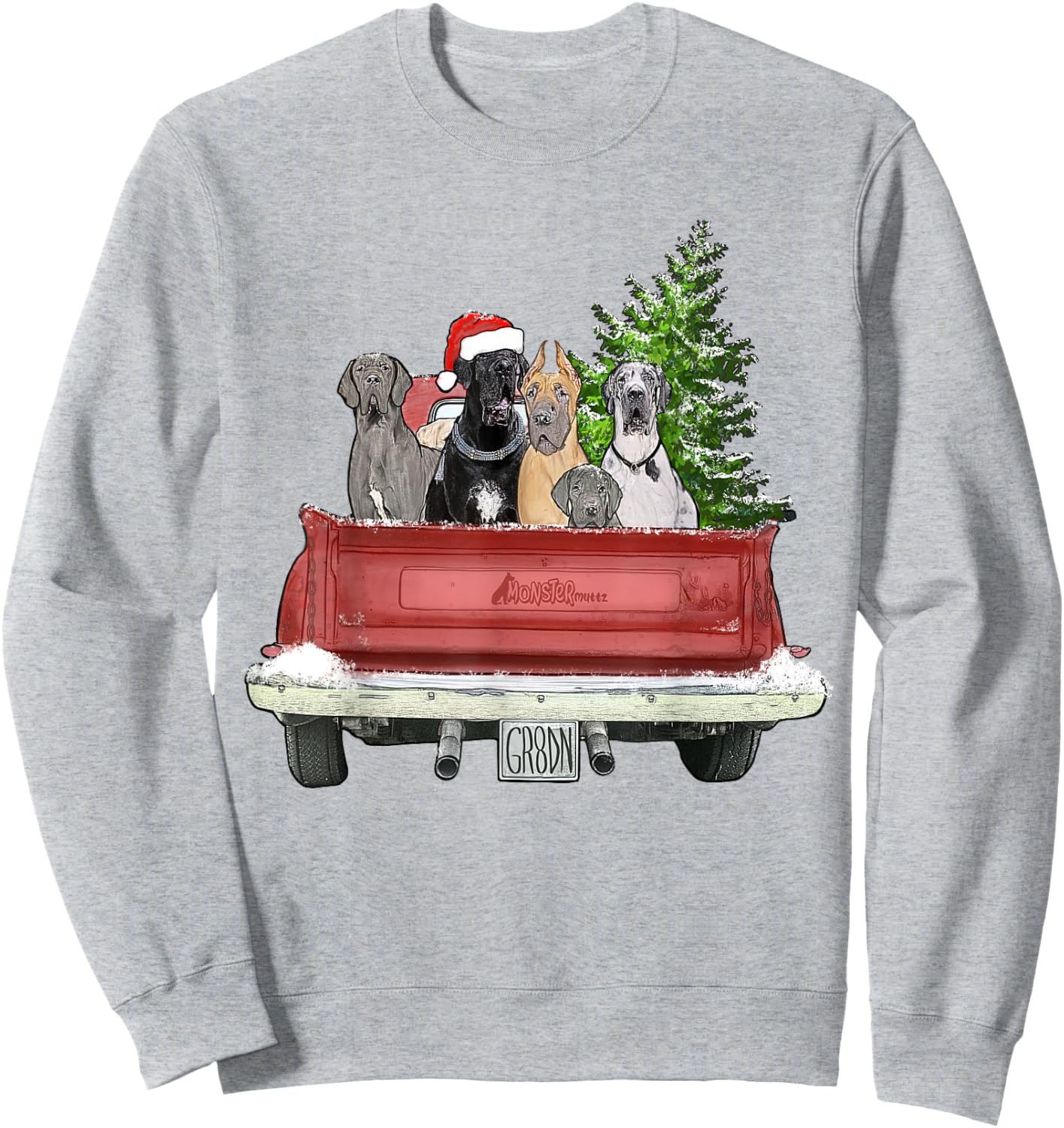 Cute Great Dane Christmas Top, Dog Mom Owner Vintage Truck Women Kids Sweatshirt - Sweatshirt | Ash