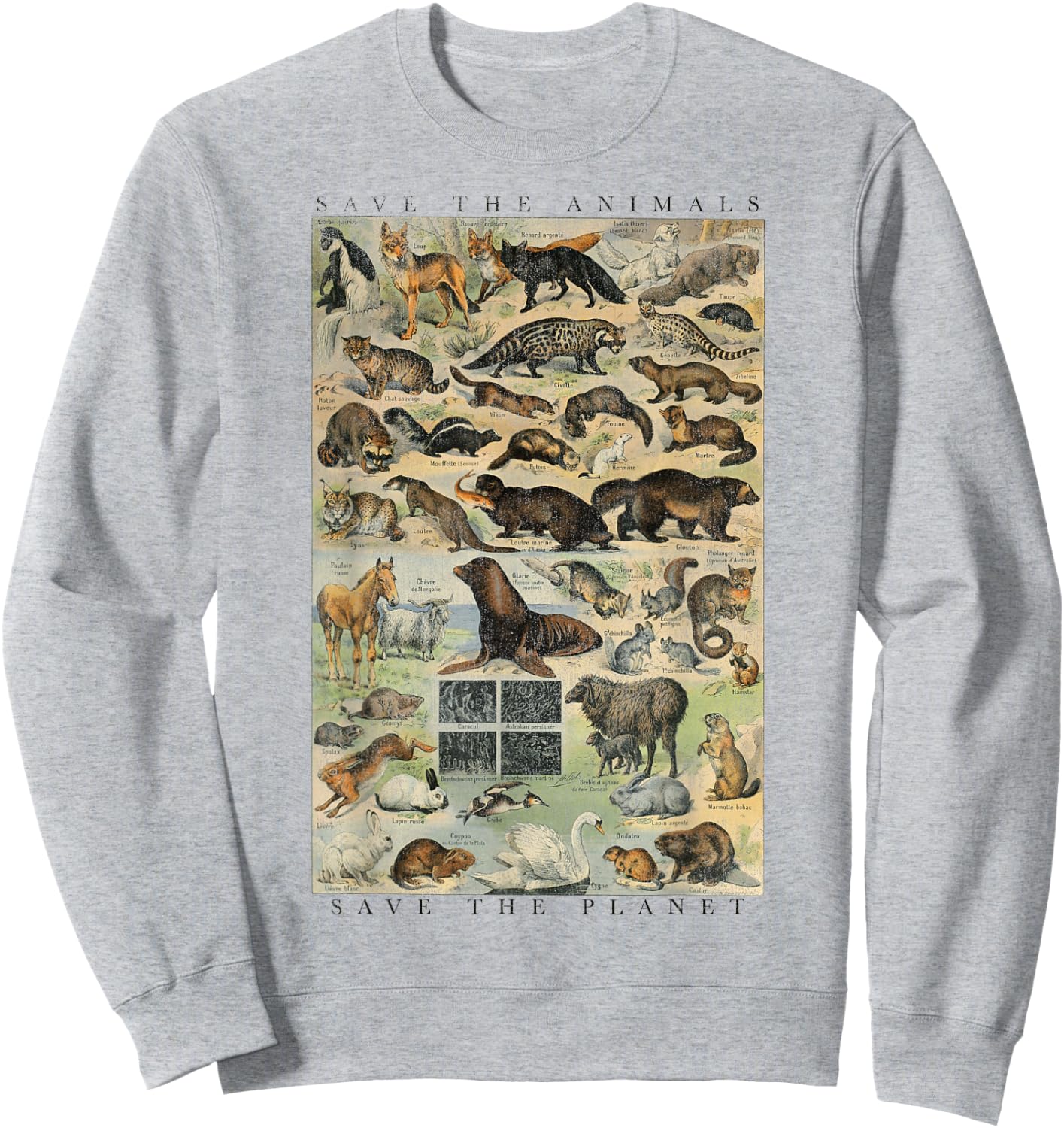 Trendy Save The Animals Save The Planet Sweatshirt - Sweatshirt | Ash