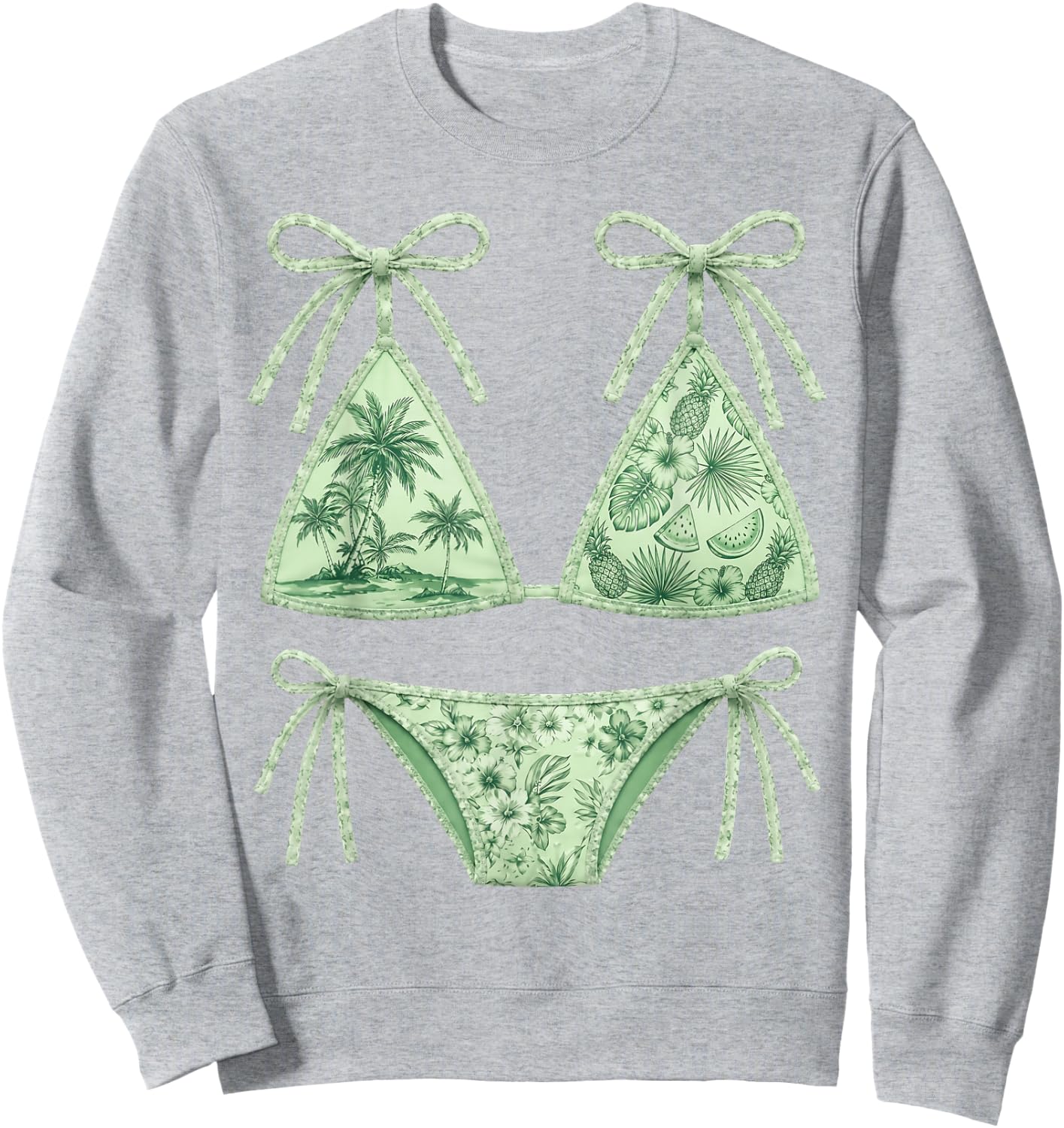 Coquette Summer Bikini Parody Design Preppy Swimsuit Women Sweatshirt - Sweatshirt | Ash