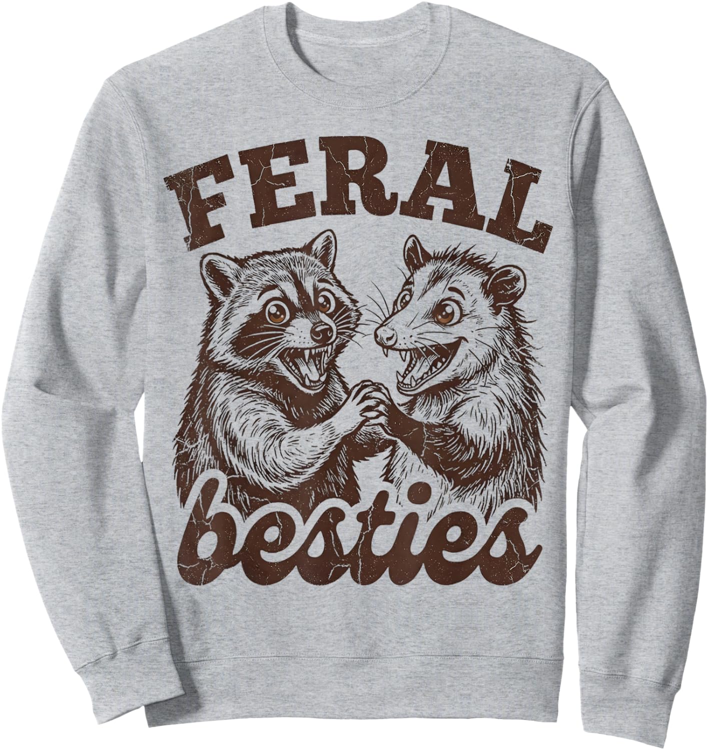 Possum Feral Besties Matching Friend Twinning Funny Friends Sweatshirt - Sweatshirt | Ash