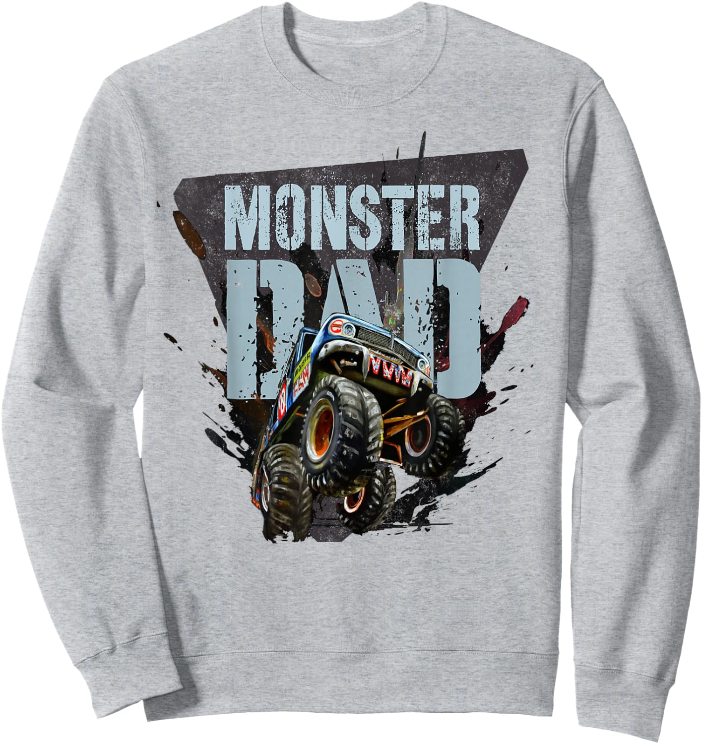 Vintage MONSTER Truck DAD Party Daddy of the Birthday Boy Sweatshirt - Sweatshirt | Ash