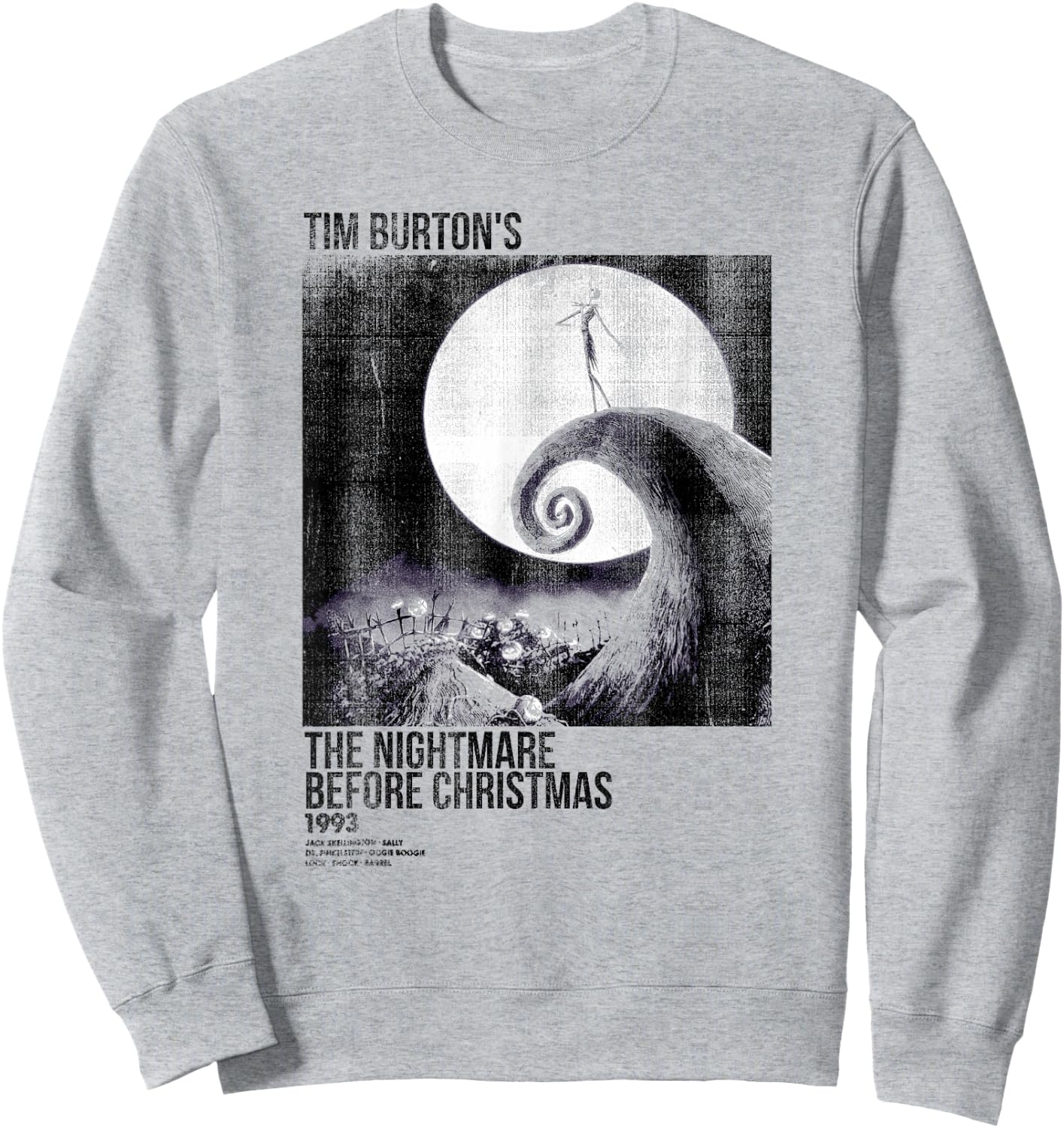 Disney Nightmare Before Christmas Movie Poster Ink Rolled Sweatshirt - Sweatshirt | Ash