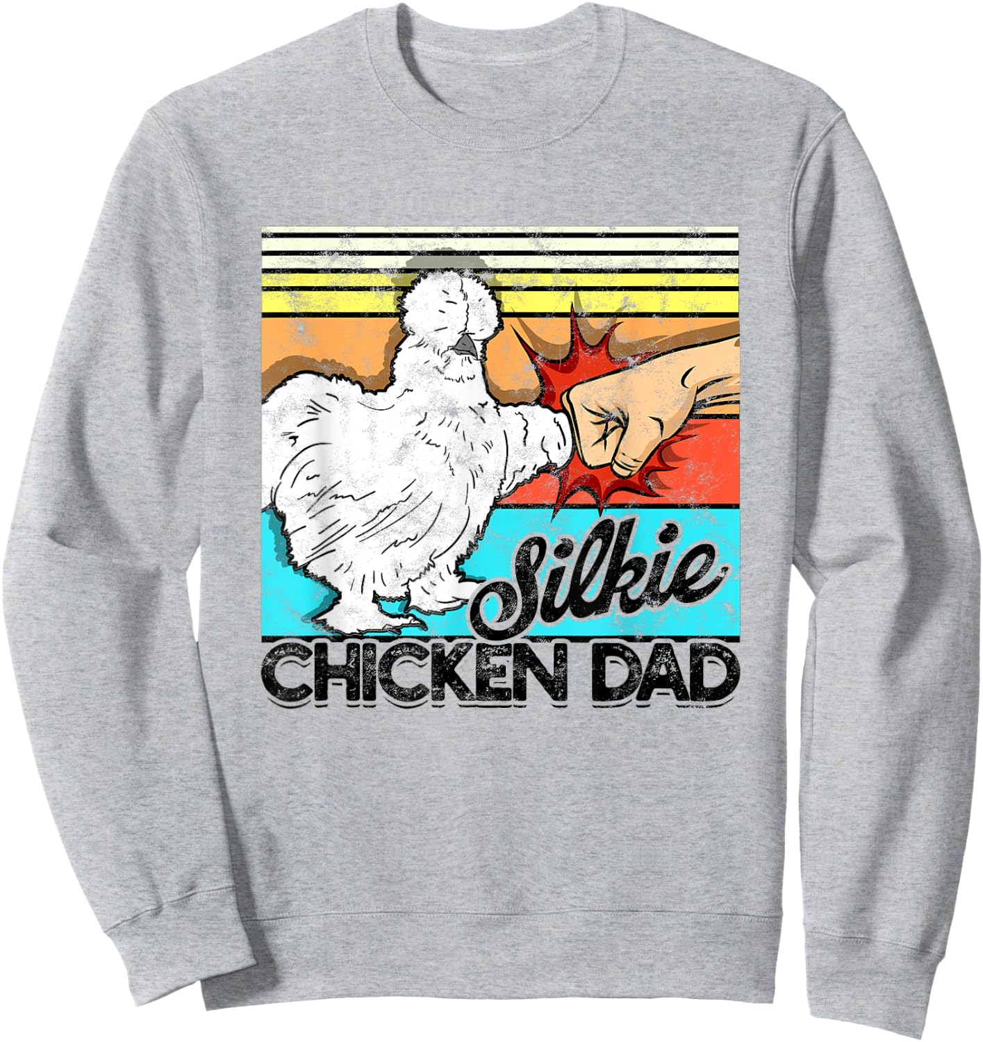 Retro Silkie Chicken Dad Farmer Silky Chickens Sweatshirt - Sweatshirt | Ash