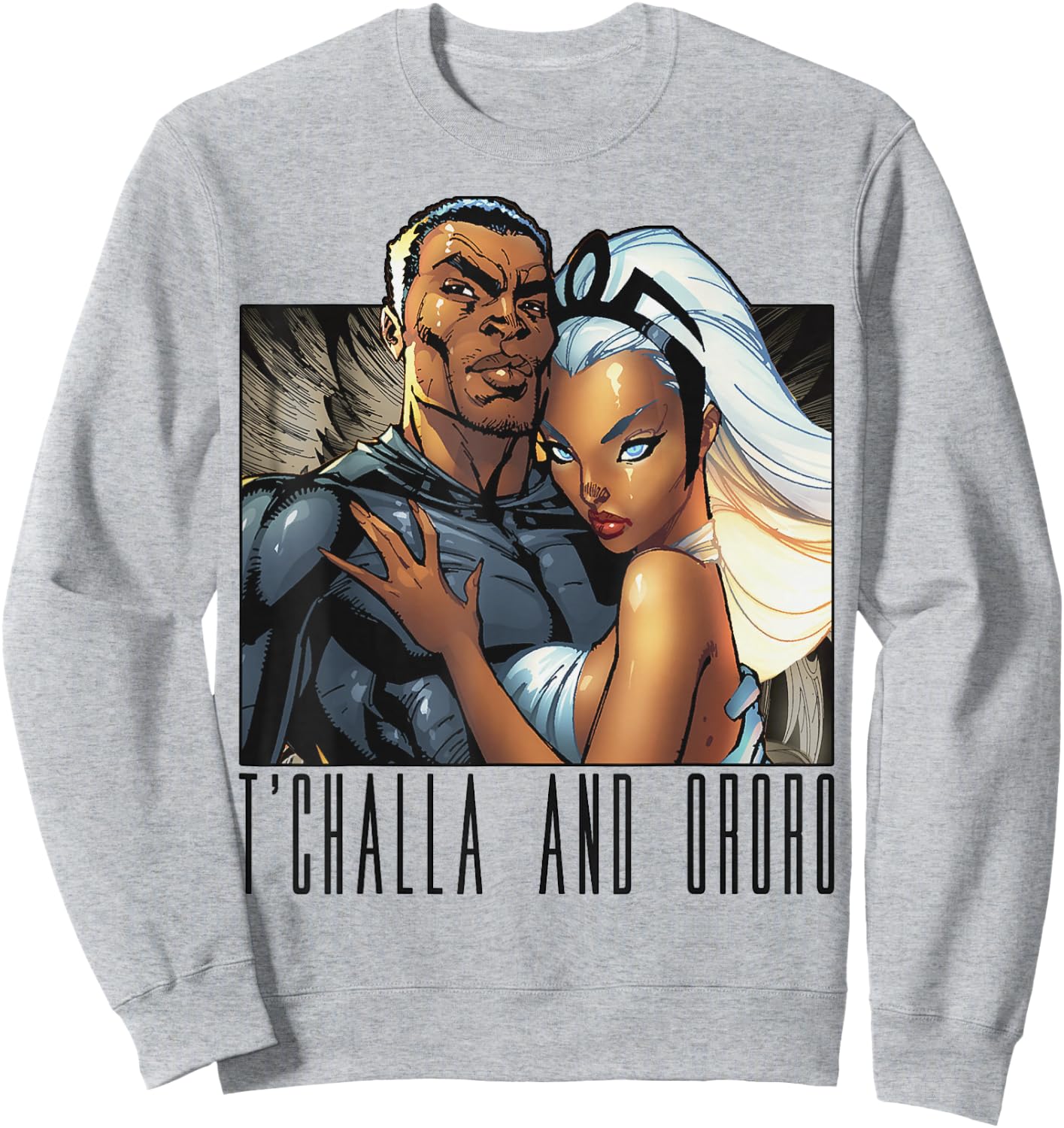 Marvel T'Challa and Ororo Comic Portrait Sweatshirt - Sweatshirt | Ash