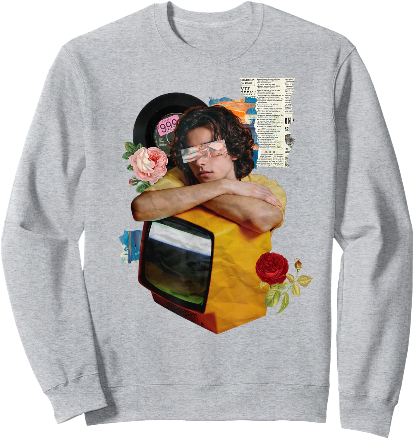 Retro Wrapped Paper TV Girl Sweatshirt - Sweatshirt | Ash