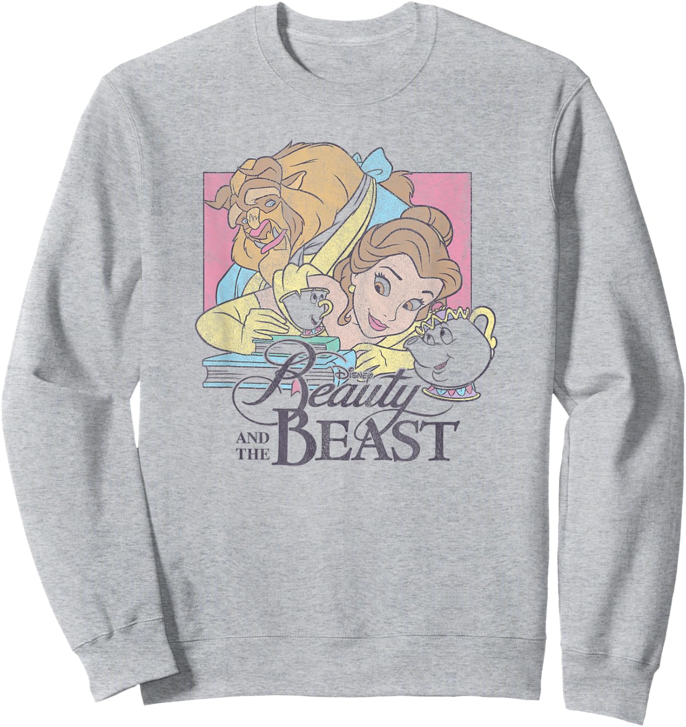 Disney Beauty And The Beast Vintage Group Logo Poster Sweatshirt - Sweatshirt | Ash