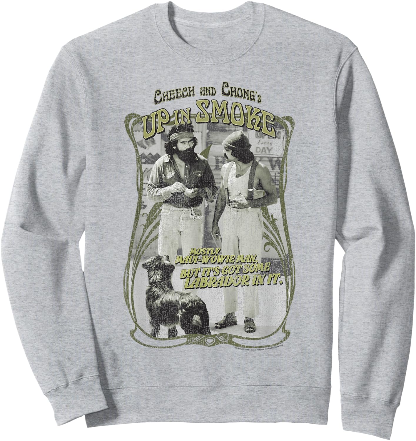 Up in Smoke Cheech and Chong Labrador Sweatshirt - Sweatshirt | Ash
