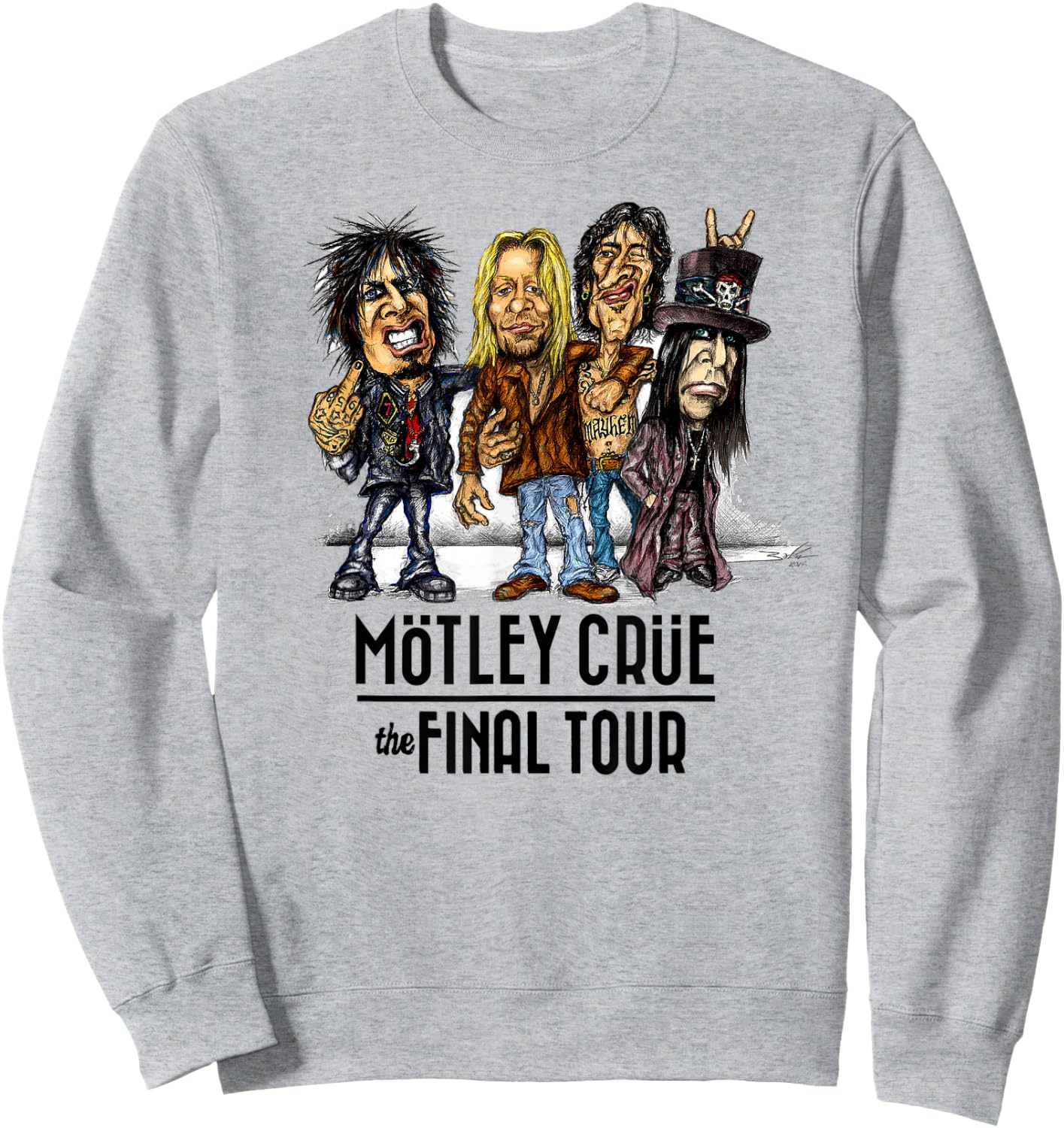 Mötley Crüe – The Final Tour Caricature Sweatshirt - Sweatshirt | Ash