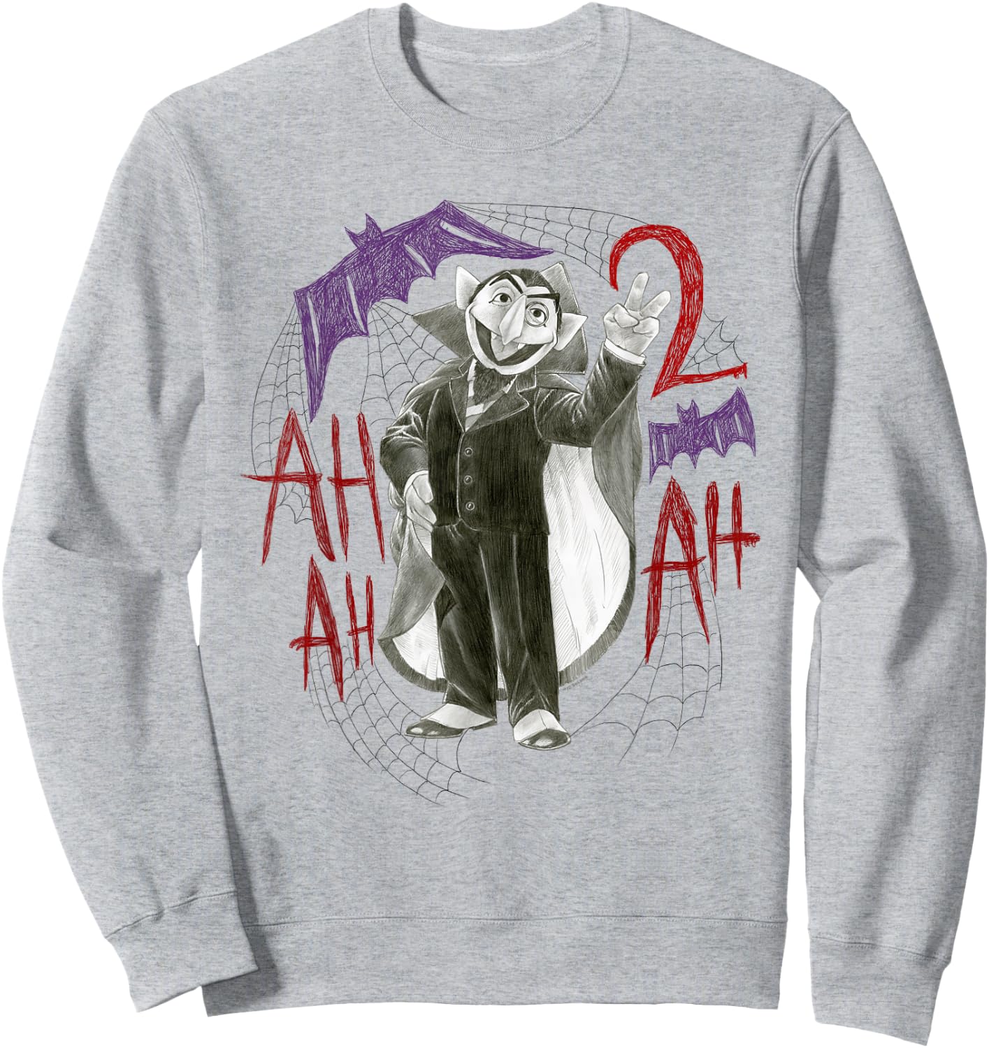 Sesame Street The Count 2Ah Ah Sweatshirt - Sweatshirt | Ash