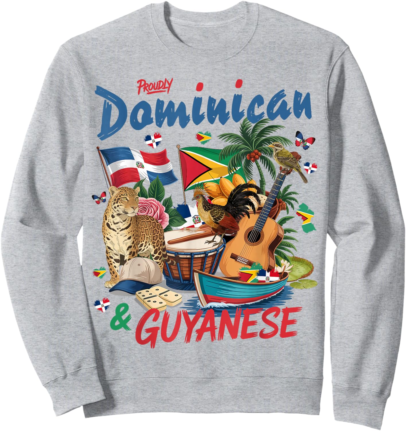 Guyana & Dominican Flag Culture Idea Guyanese Sweatshirt - Sweatshirt | Ash