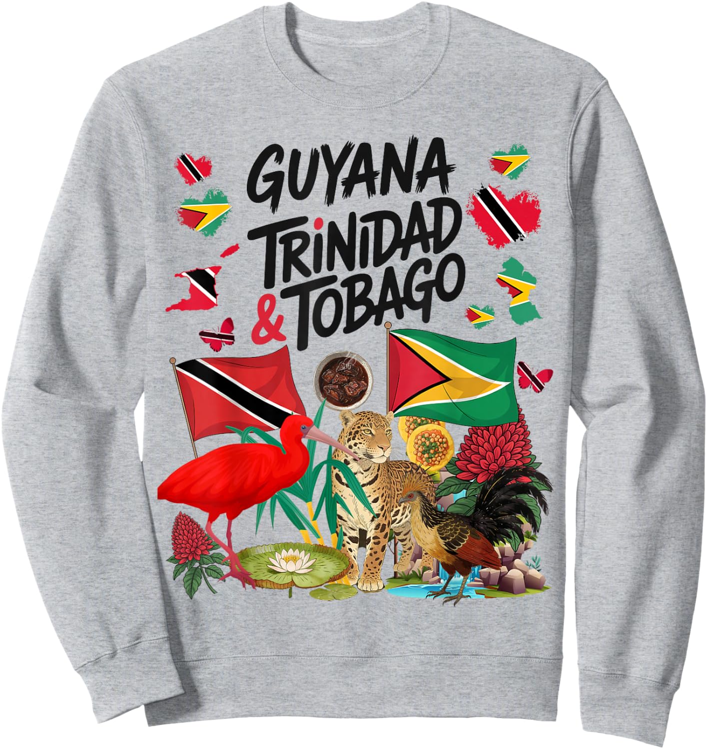Trinidad & Guyana Flag Outfit Idea Guyanese Roots Sweatshirt - Sweatshirt | Ash