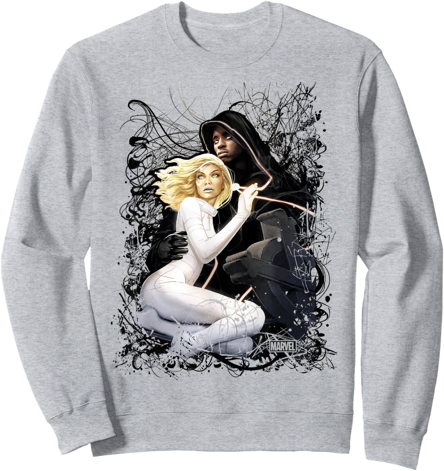 Marvel Cloak and Dagger Splatter Paint Portrait Sweatshirt - Sweatshirt | Ash