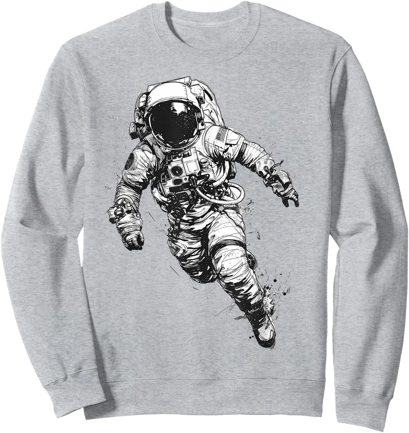 Astronaut Graphic Space Motif Astronaut Sweatshirt - Sweatshirt | Ash