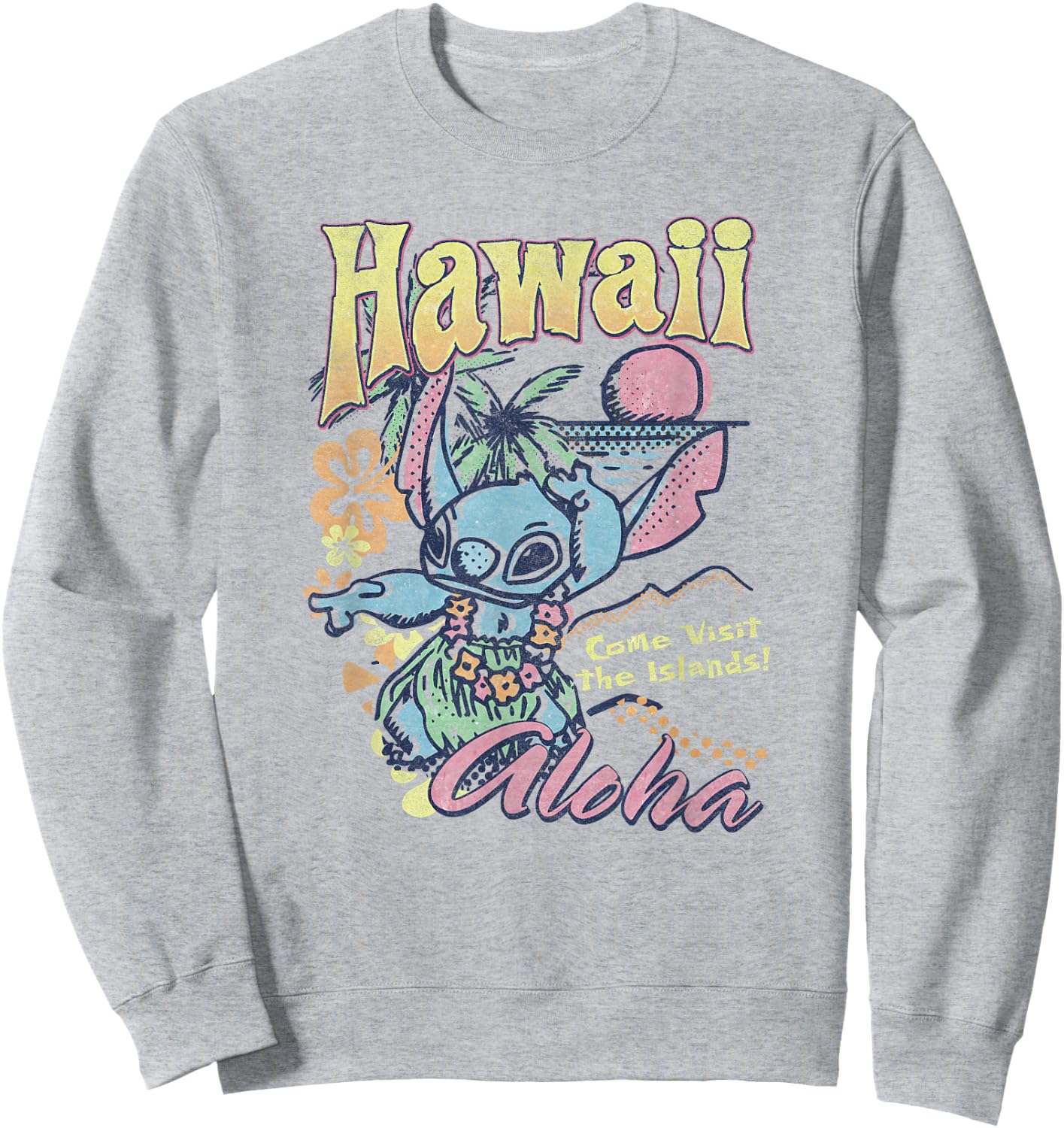 Disney Lilo & Stitch Hawaii Aloha Come Visit The Islands Sweatshirt - Sweatshirt | Ash