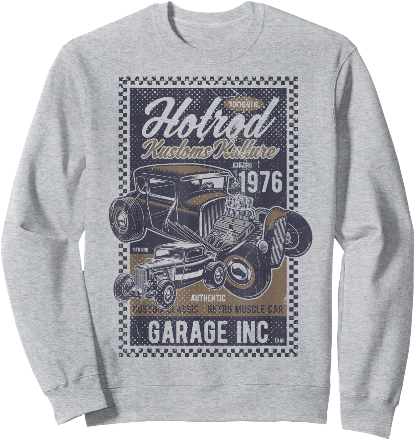 Vintage Hot Rod Kustoms Kulture Men's Classic Car Sweatshirt - Sweatshirt | Ash