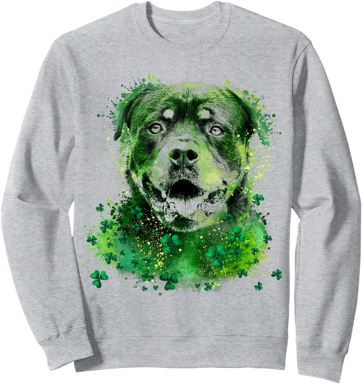 Irish Shamrock St Patrick's Day Rottweiler Cool Sweatshirt - Sweatshirt | Ash