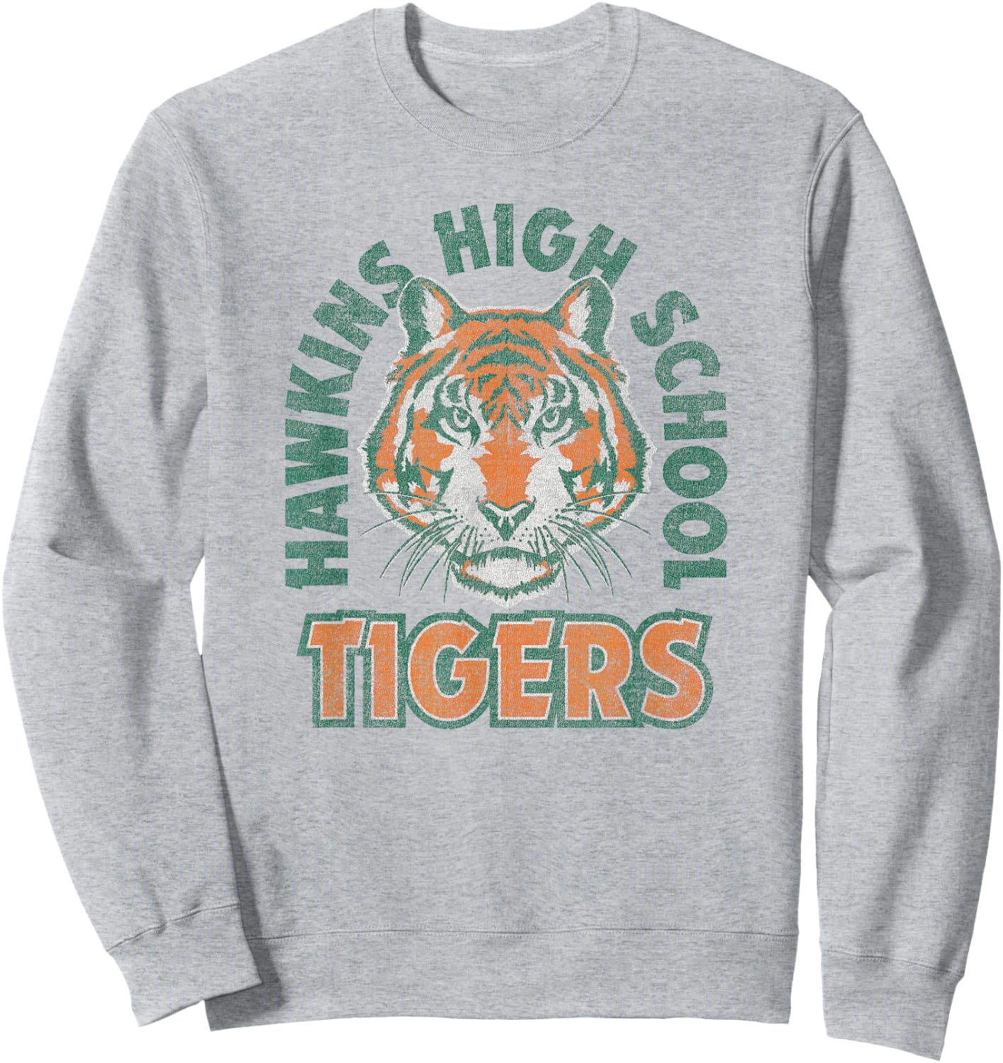 Stranger Things 4 Hawkins Tigers Faded Logo Sweatshirt - Sweatshirt | Ash