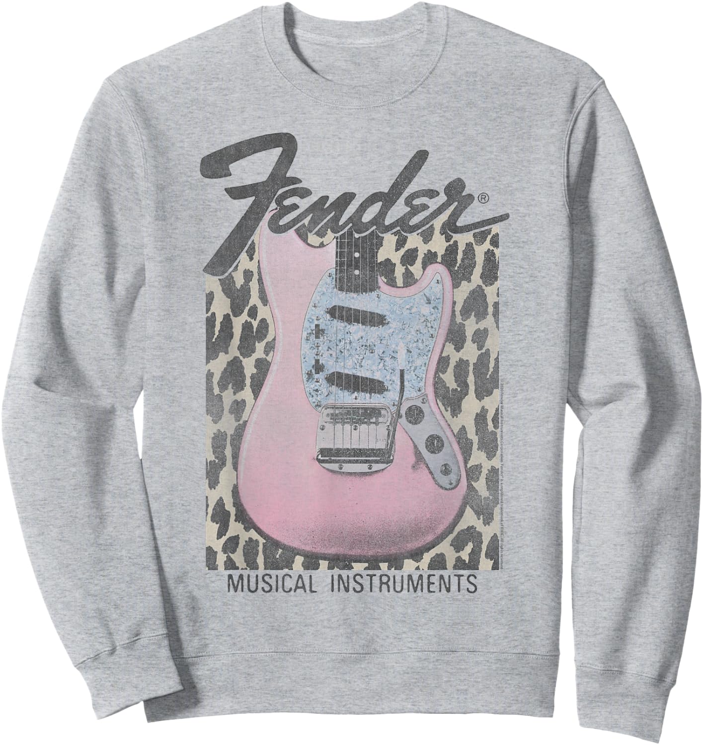 Fender Pink Grunge Leopard Guitar & Logo Sweatshirt - Sweatshirt | Ash
