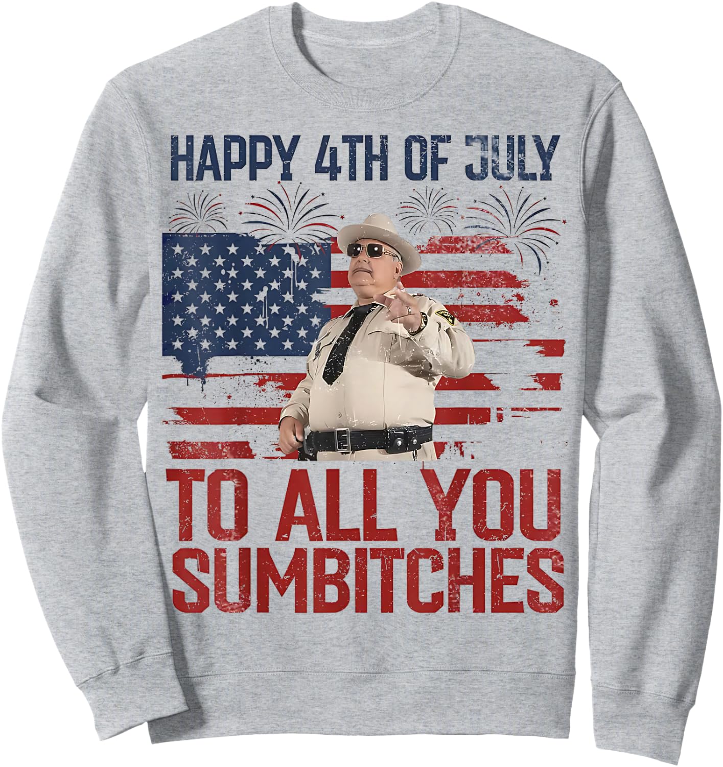 USA Flag Fireworks Sweatshirt - Sweatshirt | Ash