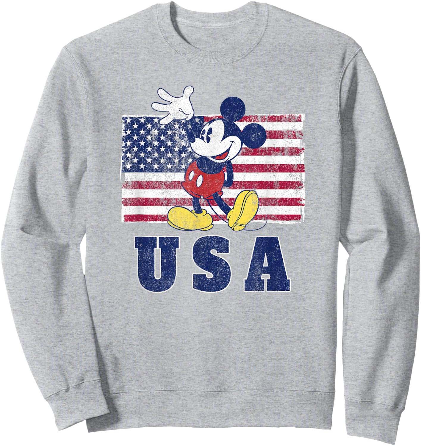 Disney Mickey Classic Mickey American Flag 4th of July Sweatshirt - Sweatshirt | Ash