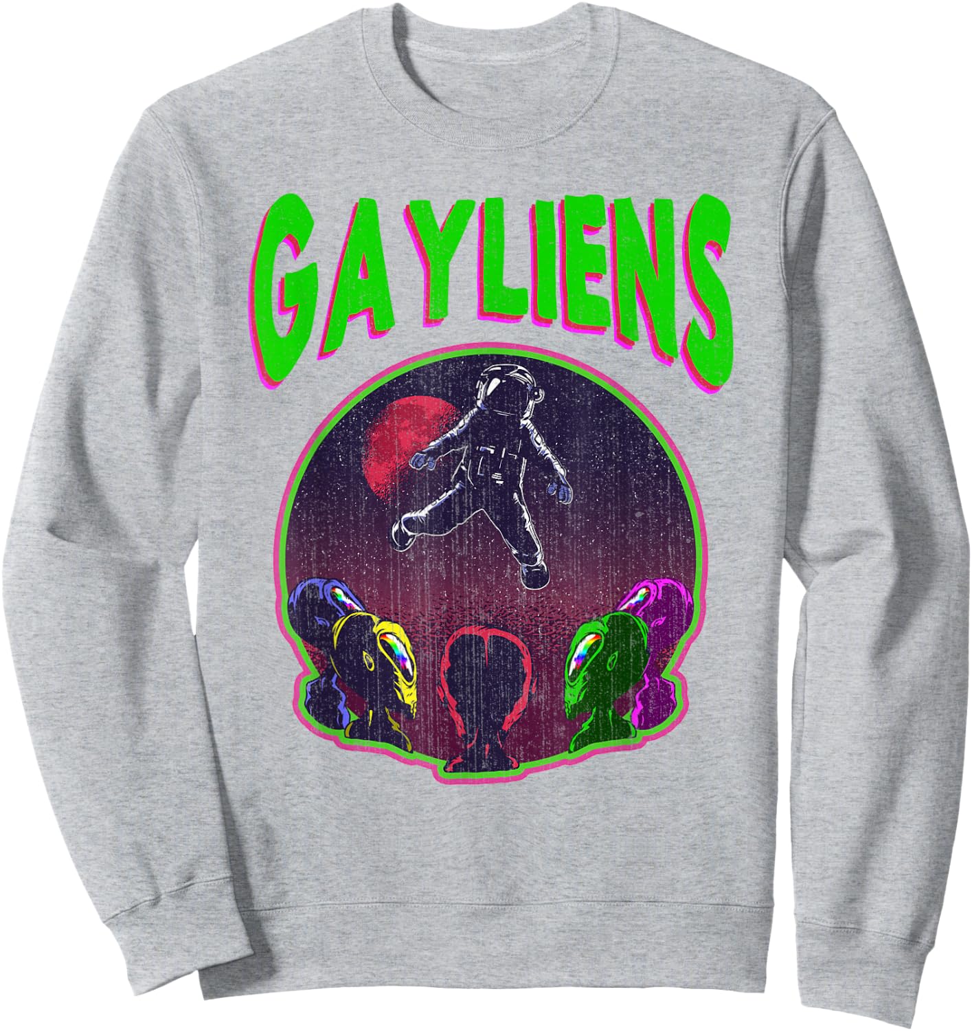 Gaylien's Gay LGBT Rainbow Space Alien Moon Astronaut Gift Sweatshirt - Sweatshirt | Ash