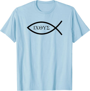 Ichthys - Symbols - Faith - Christian - Ichthys4m3 T-Shirt - T-Shirt | Light Blue