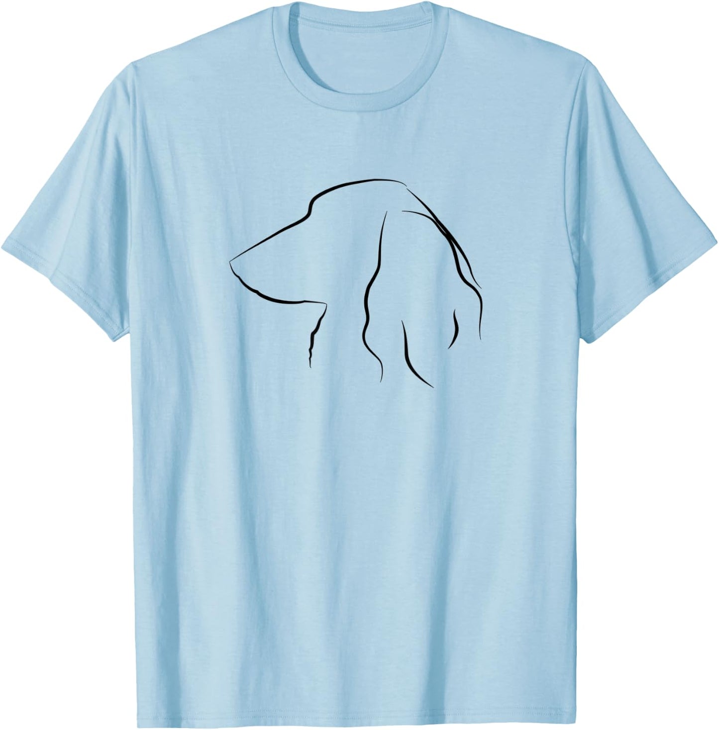Long Haired Dachshund Line Art Black Sausage Dog Gift Daxie T-Shirt - T-Shirt | Light Blue