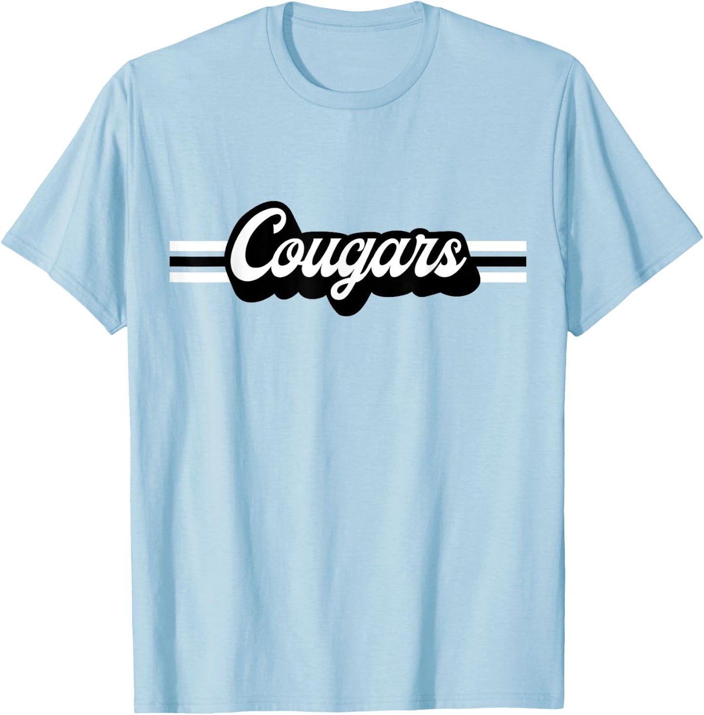 Retro Cougars Mascot, School Spirit, Cougar Sports T-Shirt - T-Shirt | Light Blue