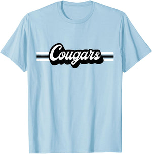 Retro Cougars Mascot, School Spirit, Cougar Sports T-Shirt - T-Shirt | Light Blue