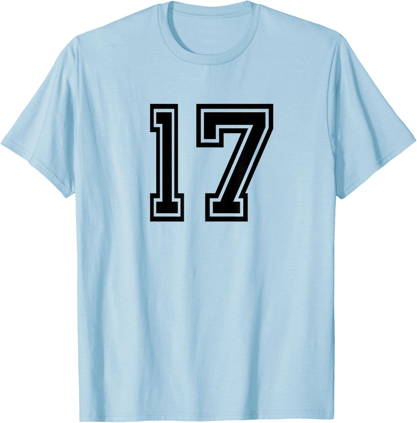 Number #17 Sports Jersey Birthday Age Favorite Lucky Number T-Shirt - T-Shirt | Light Blue