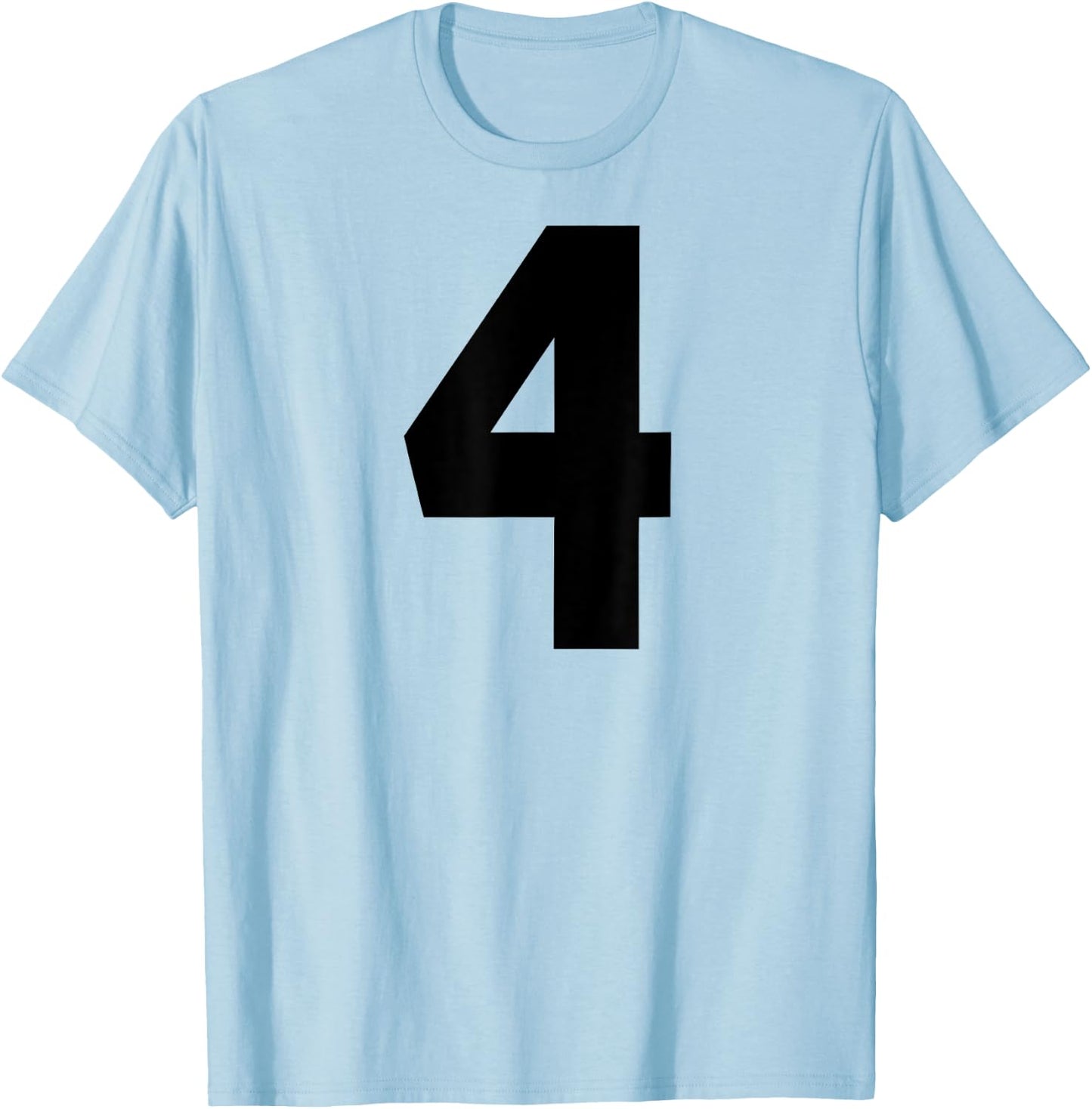 Number #4 Black Number T-Shirt - T-Shirt | Light Blue