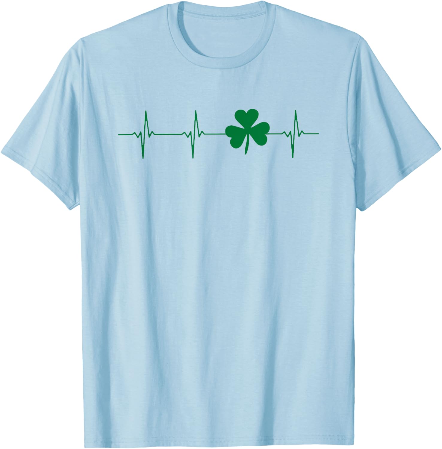 Shamrock Heartbeat St Patricks Day Shirt T-Shirt - T-Shirt | Light Blue