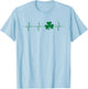 Shamrock Heartbeat St Patricks Day Shirt T-Shirt - T-Shirt | Light Blue