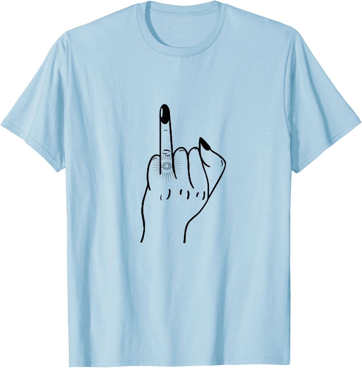 Ring Finger Flip Off For Bride Wedding Bridal Party T-Shirt - T-Shirt | Light Blue