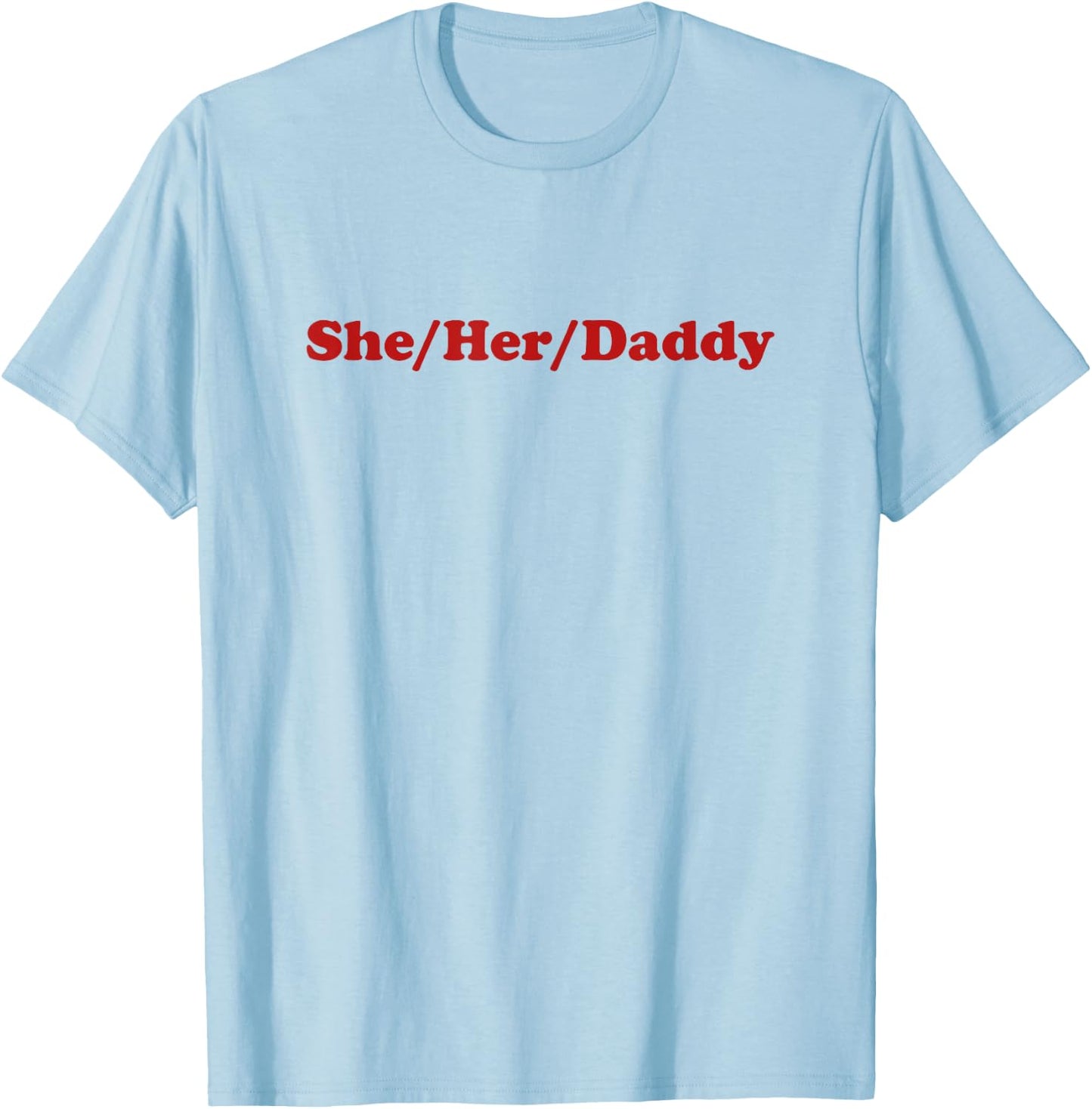 She/Her/Daddy Y2k Aesthetic Lesbian T-Shirt - T-Shirt | Light Blue
