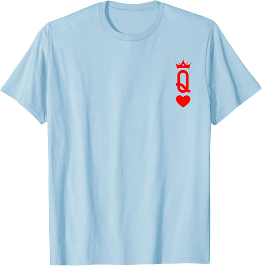 Queen of Heart King And Queen Easy Couple Halloween Costume T-Shirt - T-Shirt | Light Blue