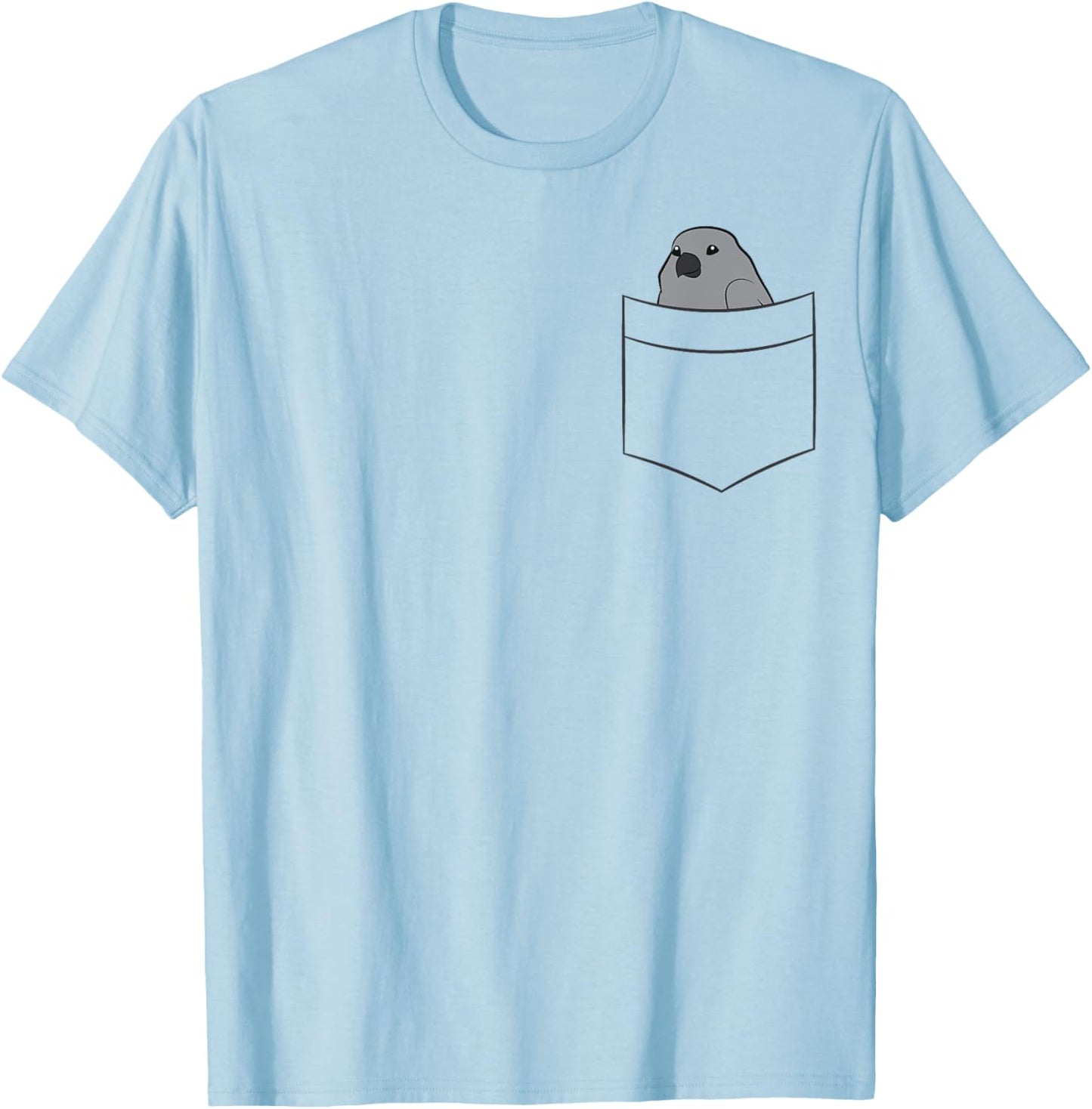 Cute African Grey Parrot In A Pocket African Grey Parrot T-Shirt - T-Shirt | Light Blue